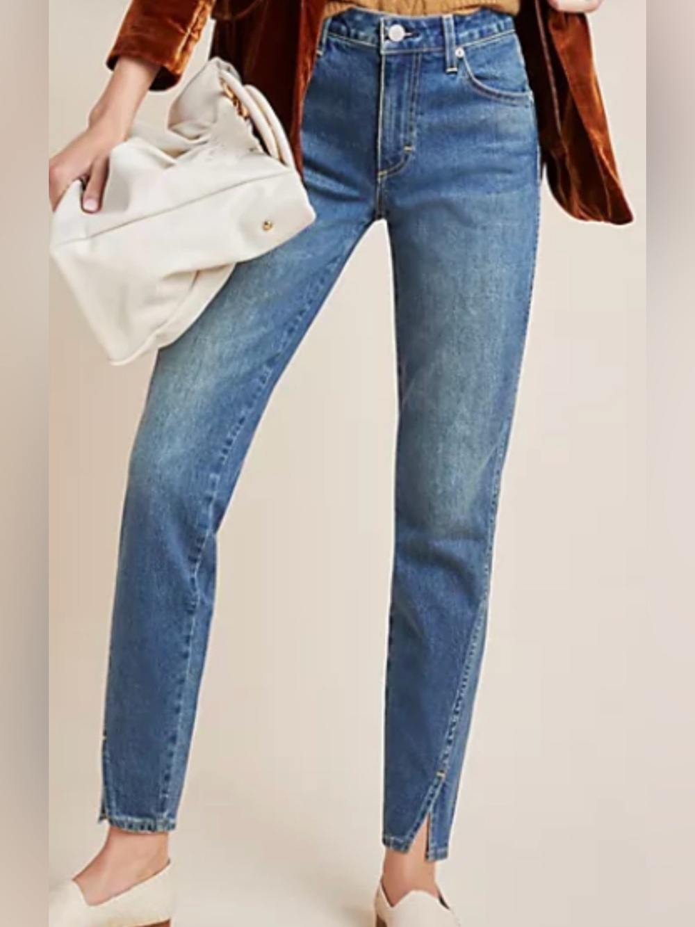 AMO Twist Sweet Cheeks Jeans Light Wash Ankle Twist Seam Premium Denim High Rise